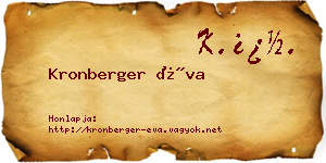 Kronberger Éva névjegykártya